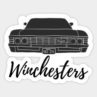 winchesters with baby impala '67 supernatural Sticker